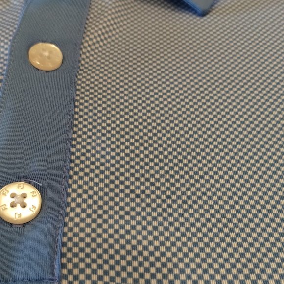 FootJoy Blue /White Checkerboard pattern Golf Shirt  Size L - Picture 5 of 10